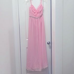 David’s Bridal bridesmaid pink dress